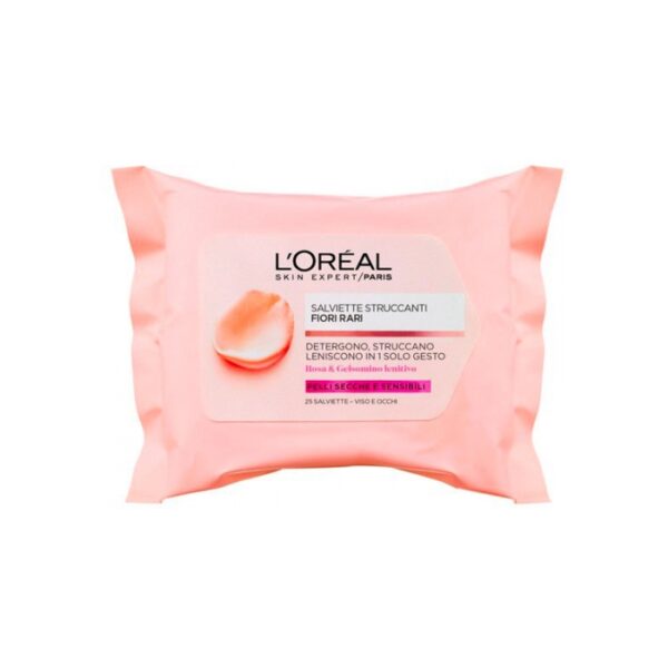 L'Oreal Paris Salviette Struccanti Fiori Rari Pelli Secche e Sensibili -25 pz