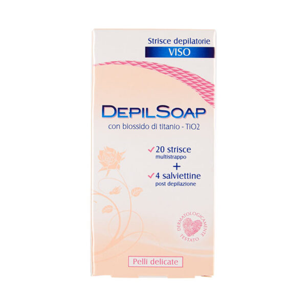 Depilsoap Strisce Depilatorie Viso Pelli Delicate 20 Strisce + 4 Salviettine